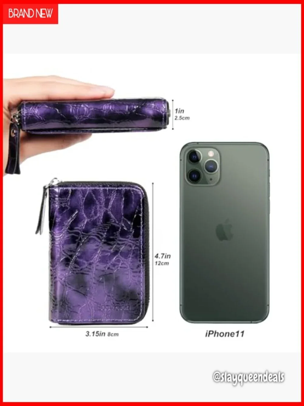 RFID Blocking Zipper Card Case Wallet, 9 Slots Accordion Organizer, PU Leather